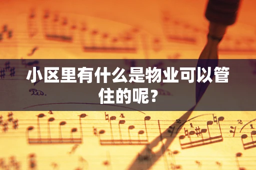 小区里有什么是物业可以管住的呢？
