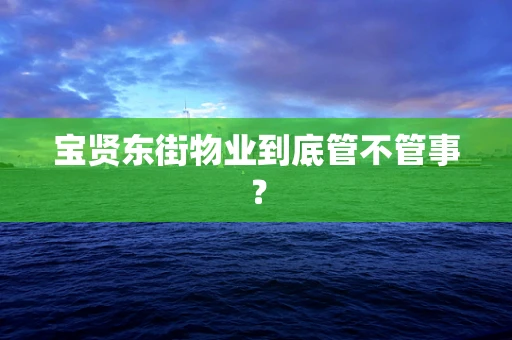 宝贤东街物业到底管不管事？
