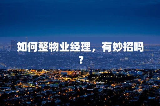 如何整物业经理，有妙招吗？