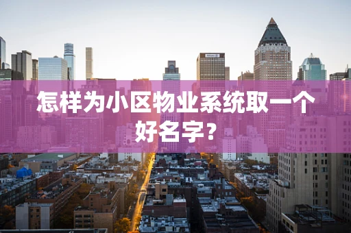 怎样为小区物业系统取一个好名字？